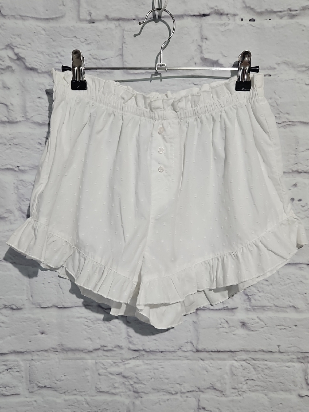 Colsie White Ruffle Hem Pajama Shorts
